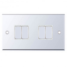 Selectric 7MPRO-304 Polished Chrome 4 Gang 10A 2 Way Switch with White Insert
