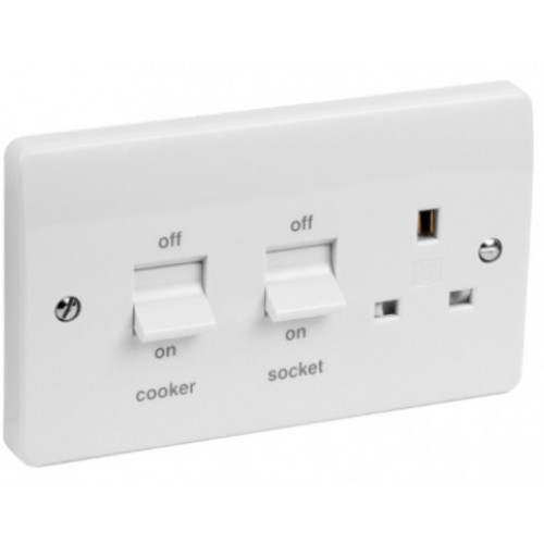 MK Electric Logic Plus: White Moulded Double Mounting Cooker Control Unit
