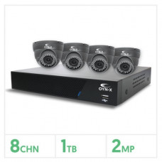 QVIS CCTV Security Hard Wired Kit - 8 Channel 1TB Recorder with 4 x 2MP Fixed Turret Cameras (Grey)