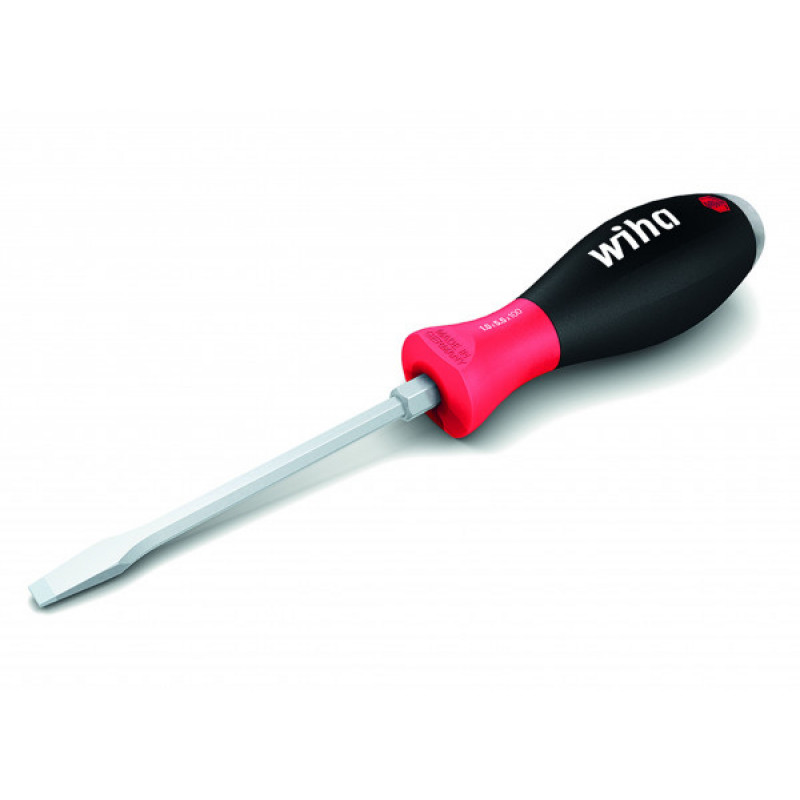 Wiha SoftFinish® Screwdriver Set: Slotted with One-piece Hexagonal Blade and Solid Steel Cap
