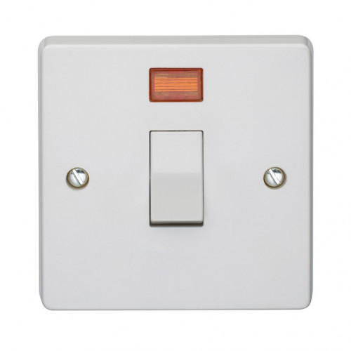 Crabtree White Moulded Double Pole Switch With Neon 20A