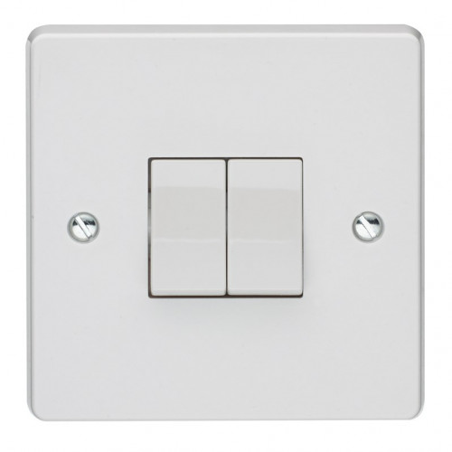 Crabtree 10A 2 Gang 2 Way Light Switch White