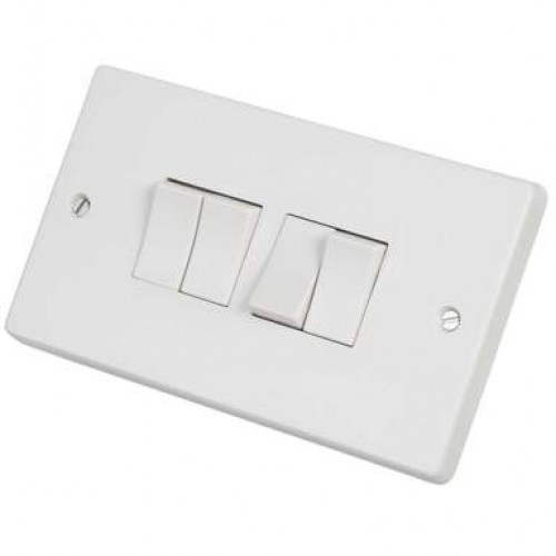 Crabtree 10A 4 Gang 2 Way Light Switch White