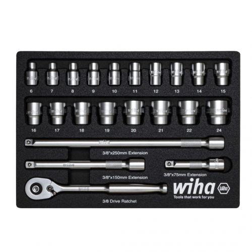 Wiha Ratchet Wrench 23 Piece Set, 3/8"