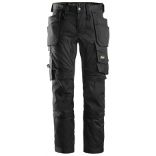 Snickers Workwear Black AllRoundWork Stretch Trousers with Holster Pocket 30W 32L 6241