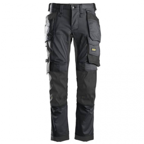 Snickers Workwear Grey/Black AllRoundWork Stretch Trousers with Holster Pocket 36W 32L 6241