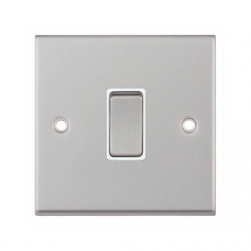 Selectric 7MPRO-101 Satin Chrome 1 Gang 10A 2 Way Switch with White Insert