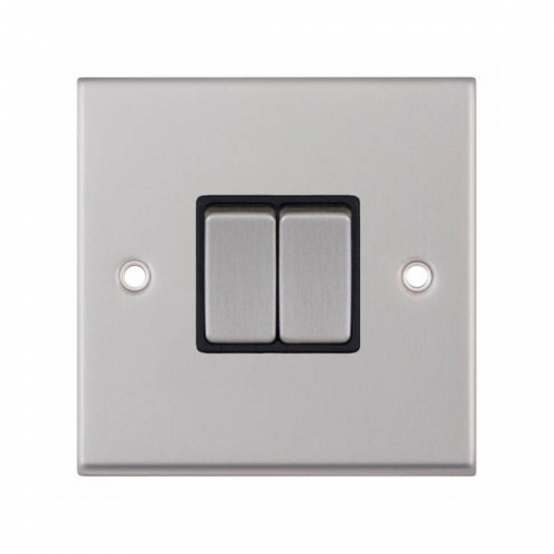 Selectric 7M-Pro Satin Chrome 2 Gang 10A 2 Way Switch with Black Insert