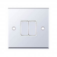 Selectric 7MPRO-302 Polished Chrome 2 Gang 10A 2 Way Switch with White Insert