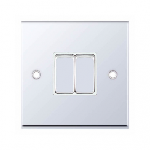 Selectric 7M-Pro Polished Chrome 2 Gang 10A 2 Way Switch with White Insert