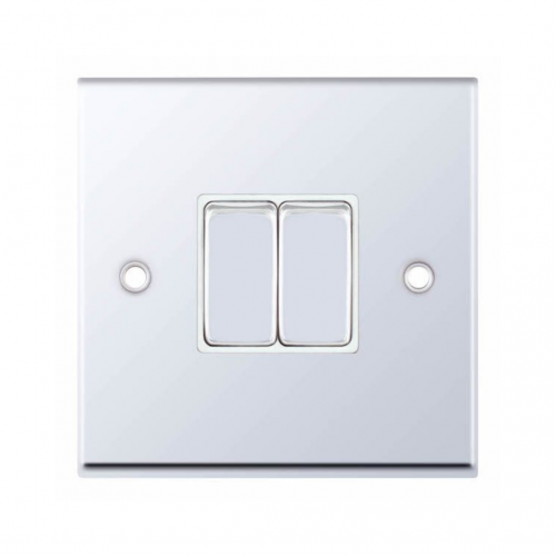 Selectric 7MPRO-302 Polished Chrome 2 Gang 10A 2 Way Switch with White Insert