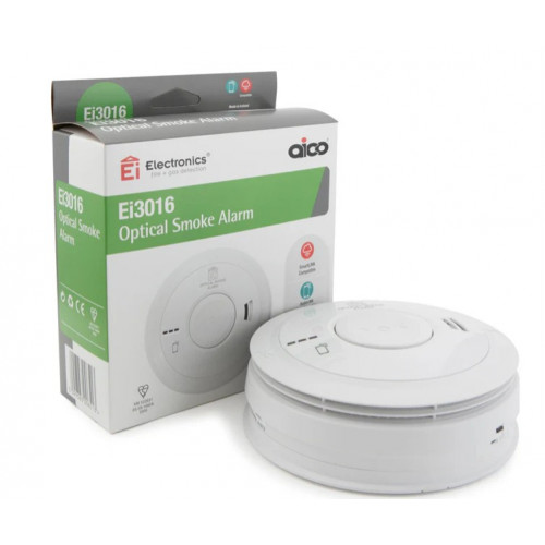 Aico Ei3016 Optical Smoke Alarm Interlinked Backup Battery 230V