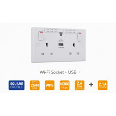 BG Wi-Fi Range Extender Socket with USB Charger 2-Gang