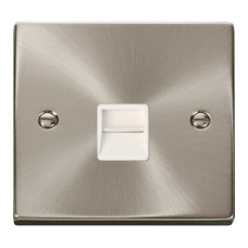 Click Deco Single Telephone Socket Secondary White Victorian Sat Chrome