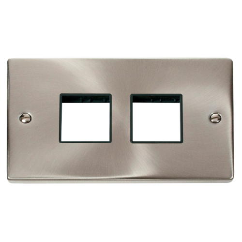 Click Deco 2 Gang Plate (2 x 2) Aperture Black Victorian Sat Chrome