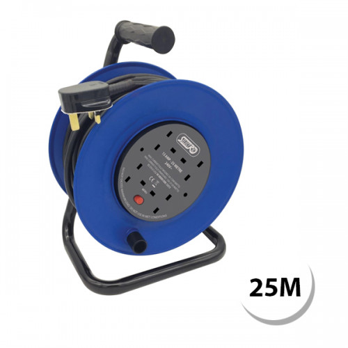 Selectric 4 Gang 13 Amp Heavy Duty Extension Reel with 25 Metre Lead