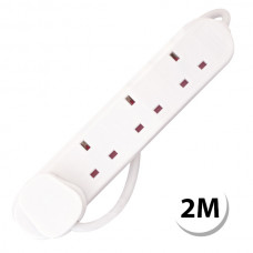 4 Gang 13 Amp Round Edged Extension Lead – 2 Metre Lead – Unswitched – White