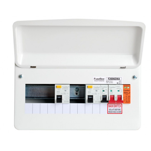 Fusebox SPD 6 Way Split 2X80A RCD Consumer Unit