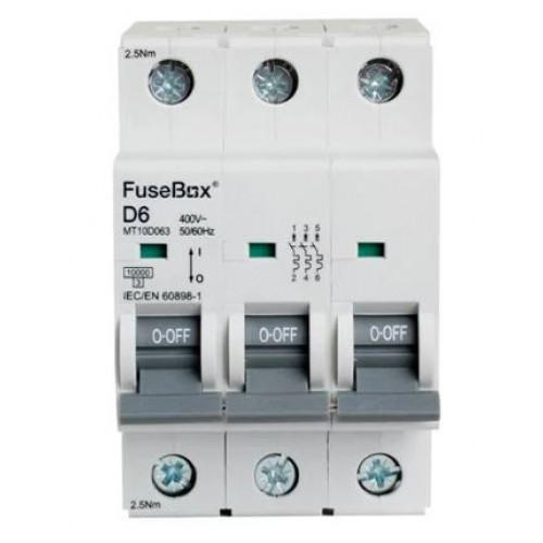 FuseBox MT10D MCB Triple Pole Type D 10kA 3P Miniature Circuit Breaker TP