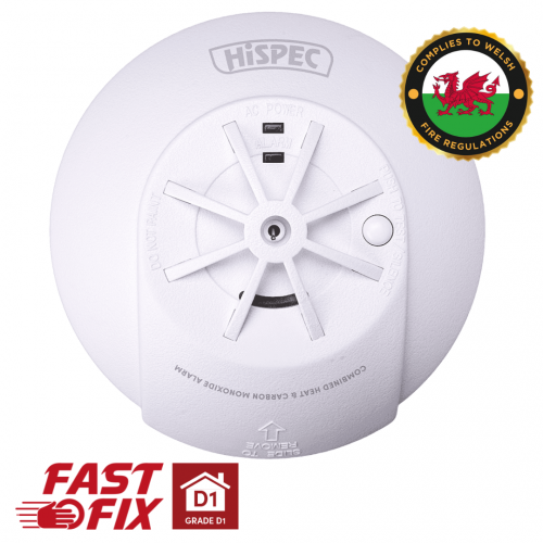 Hispec Fast Fix Combi Mains Interconnectable Heat & Carbon Monoxide Detector