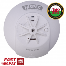 Hispec Interconnectable Fast Fix Mains Heat Detector with 9v Battery Backup Included HSSA/HE/FF
