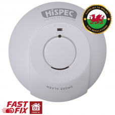 Hispec Interconnectable Fast Fix Mains Smoke Detector with 9v Battery Backup Included
