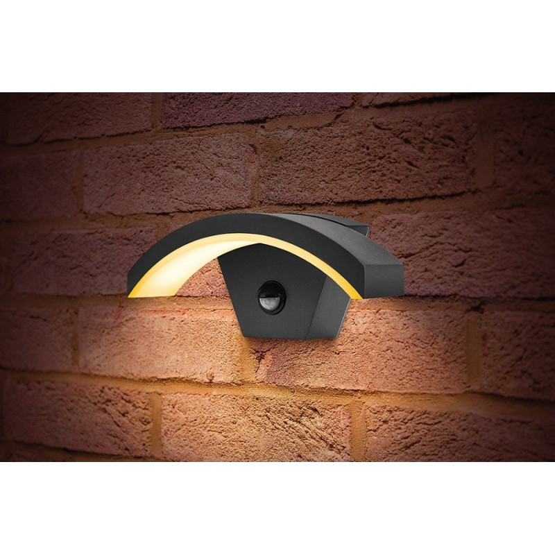Integral LED Outdoor PIR Curved Wall Light 7.5W: Dark Grey - Warm White