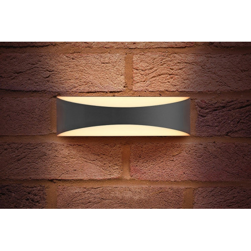 Integral LED Outdoor Wave Wall Light 7W: Dark Grey - Warm White