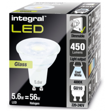 Integral GU10 450Lm 5.6w 4000K Cool White Dimmable 36 Degree Bulb