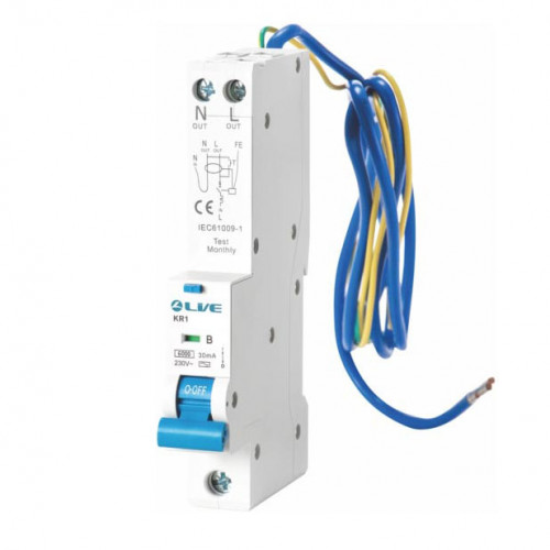 Live Electrical 6kA Single Module RCBO Type B: 6A-40A