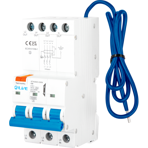 Live Electrical 3P+N 6-63A C Curve 30mA Type A RCBO