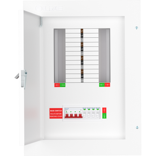 Live Electrical TPN08-125S 125 Amp 8 Way TPN Distribution Board with SPD