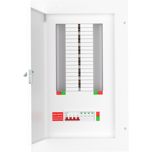 Live Electrical TPN12-125S 125 Amp 12 Way TPN Distribution Board with SPD