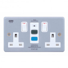 Selectric Metal Clad 2 Gang 13A DP Switched RCD Socket