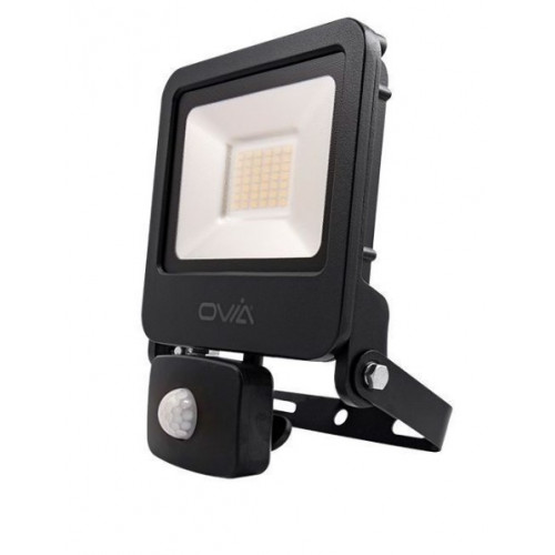 Ovia Black Aluminium Pathfinder LED IP44 IK06 Floodlight with PIR 4000K