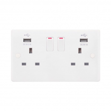 Selectric Smooth 2 Gang 13A Switched Socket with USB Outlet