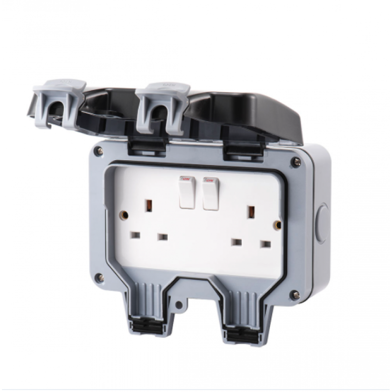 Live Electrical Weatherproof 13A 2Gang Switched Socket 