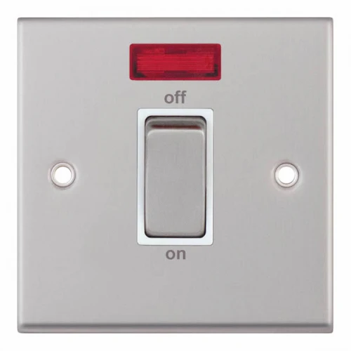 Selectric 7MPRO-117 Satin Chrome 1 Gang 45A DP Switch with Neon and White Insert