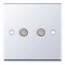 Selectric 7MPRO-334 2 Gang TV/FM ﻿Coaxial/Aerial Socket With White Insert