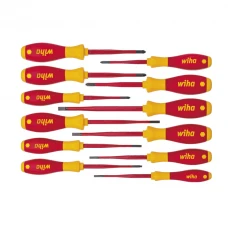 Wiha SoftFinish® SlimFix VDE Slim Screwdriver Set, 12 Piece 1000V AC