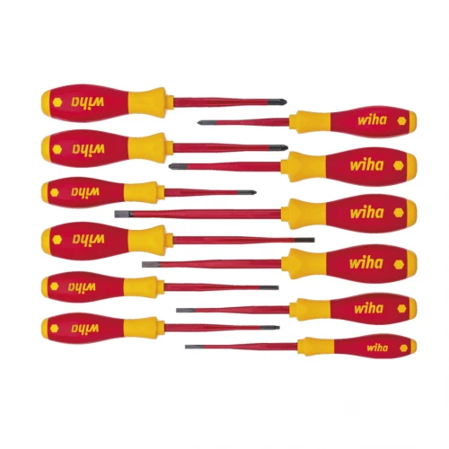 Wiha SoftFinish® SlimFix VDE Slim Screwdriver Set, 12 Piece 1000V AC