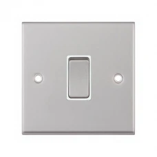 Selectric 7MPRO-101 Satin Chrome 1 Gang 10A 2 Way Switch with White Insert