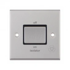 Selectric 7MPRO-208 Satin Chrome 1 Gang 10A 3 Pole Fan Isolator Switch with Black Insert