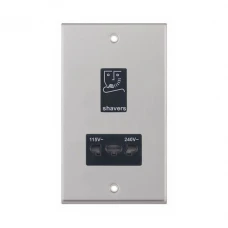 Selectric 7M-Pro Satin Chrome 115/230V Dual Voltage Shaver Socket with Black Insert