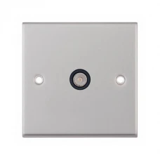Selectric 7MPRO-233 Satin Chrome 1 Gang TV Socket with Black Insert