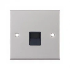Selectric 7MPRO-238 Satin Chrome 1 Gang Telephone Master Socket with Black Insert