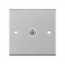 Selectric 7MPRO-135 Satin Chrome 1 Gang Satellite Socket with White Insert