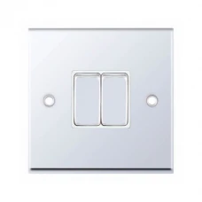 Selectric 7MPRO-302 Polished Chrome 2 Gang 10A 2 Way Switch with White Insert