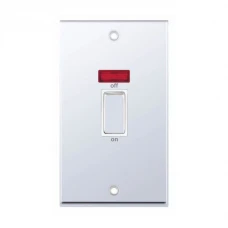 Selectric 7MPRO-318 Polished Chrome 2 Gang 45A DP Switch with Neon and White Insert