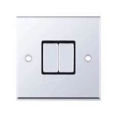 Selectric 7MPRO-502 Polished Chrome 2 Gang 10A 2 Way Switch with Black Insert